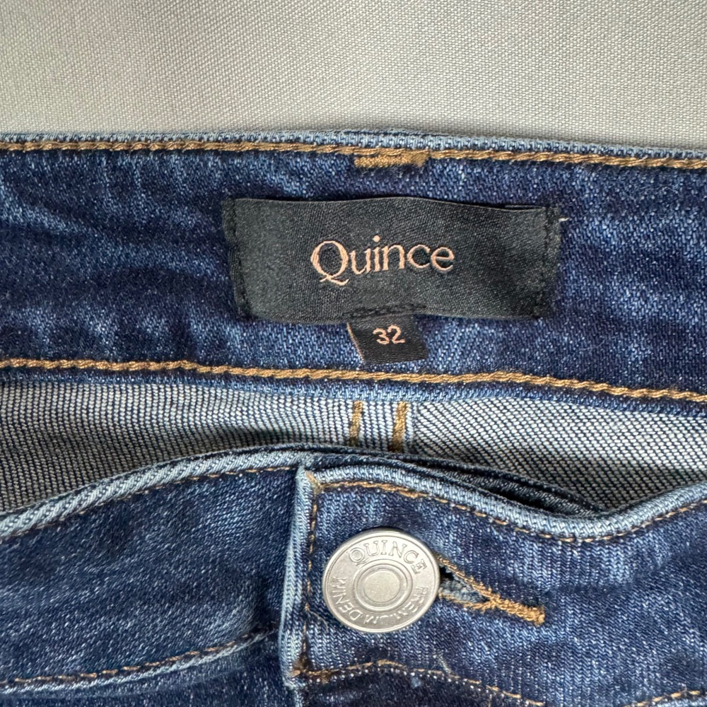 Quince Womens Stretch High Rise Straight Jeans Dark Wash 32/26 (Fits 34x25.5) - Picture 3 of 10